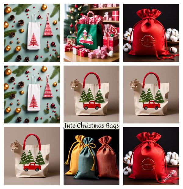Get Ready For The Festive Season With Our Stunning Jute Christmas Bags! 🎄✨ At Duqaa, We Take Pride In Being A Leading Manufacturer And Exporter Of Unique Christmas Decorative Products. Explore Our Vibrant Collection And Make Your Holiday Gifting Special! #Duqaa #Jutechristmasbags #Handicrafts