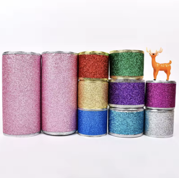 Discover The Elegance Of The 2 Inch Polyester Metallic Edge Christmas Glitter Ribbon By Duqaa! As A Leading Manufacturer And Exporter Of Christmas Decorative Products From India, We Take Pride In Delivering Quality And Creativity. Elevate Your Holiday Decor With Our Exquisite Ribbons! 🎄✨ #Duqaa #Duqaahandicrafts #Christmasdecor