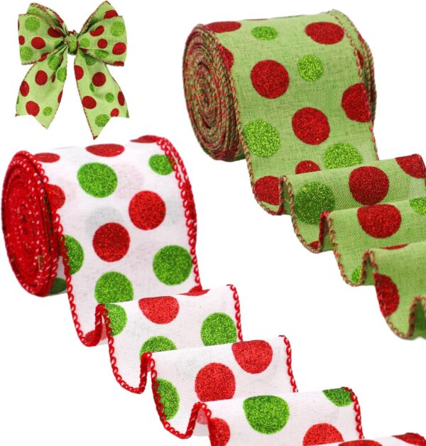 Celebrate The Festive Season With Our Stunning 2.5” Christmas Green Red Glitter Dot Ribbons From Duqaa! 🎄✨ As A Leading Manufacturer And Exporter Of Christmas Decorative Products, We Bring The Joy Of The Holidays Right To Your Doorstep. Let’s Make This Christmas Unforgettable! #Duqaa #Christmasdecor #Handicrafts
