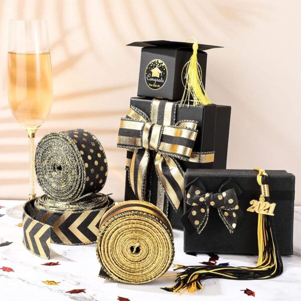 Discover The Magic Of The Holiday Season With Duqaa! 🎄 As A Leading Manufacturer And Exporter Of Christmas Decorative Products, We Bring You The Finest Golden Wired Craft Ribbons. Elevate Your Festive Decor With Our Unique Stripes, Dots, And Waves Designs. #Duqaa #Duqaahandicrafts #Christmasdecor